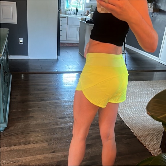 Lululemon neon yellow athletic shorts - Picture 2 of 2